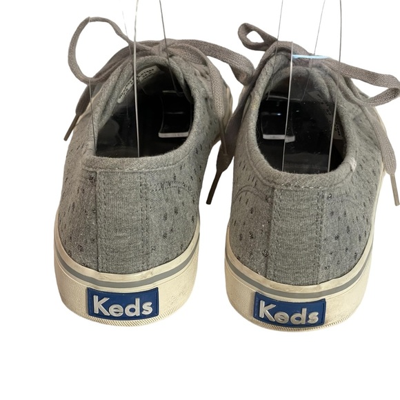 Keds Gray Canvas Silver Metallic Dots Lace Up Sneaker Shoes Sz 7.5 - Picture 8 of 11